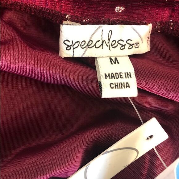 NWT SPEECHLESS Wine Red Sparkly Spaghetti Strap Jumpsuit Size Medium - Picture 6 of 14